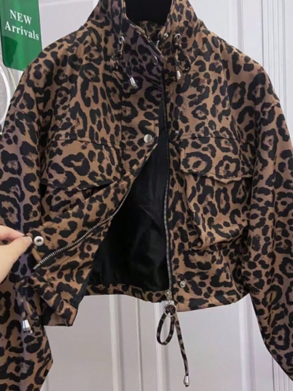Multicolor Casual Women's Loose Funnel Zip-Neck Short Jacket Coat